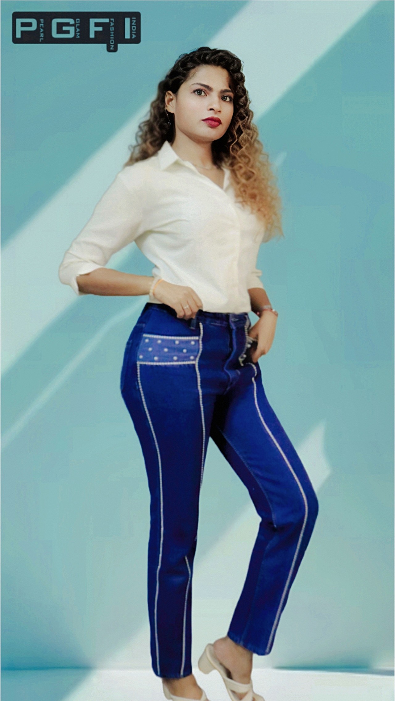 Unique Pearl Pattern -High waste Single Button